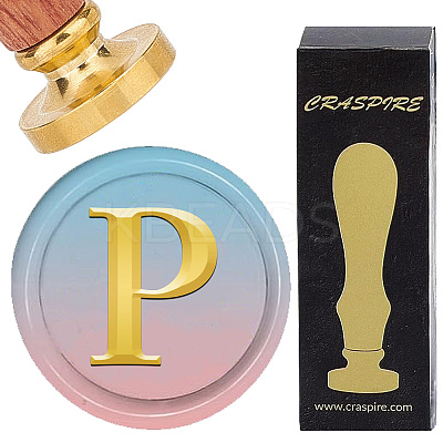 Brass Wax Seal Stamp with Wood Handle AJEW-WH0412-0311-1
