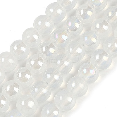 Baking Paint Electroplate Glass Beads Strands GLAA-G120-01B-1