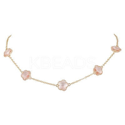 Plum Blossom Glass Links Necklace and Bracelet Sets SJEW-JS01293-01-1