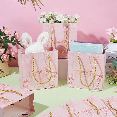 Paper Jewelry Pouches Handle Bags ABAG-WH0039-37B-1