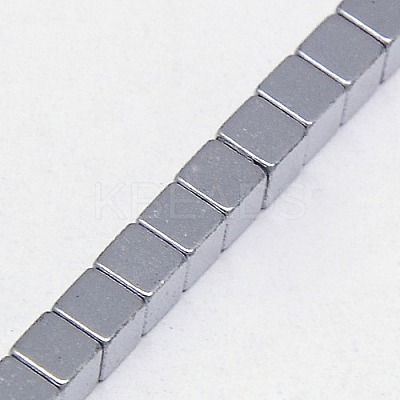 Electroplate Non-magnetic Synthetic Hematite Beads Strands G-J170A-3x3mm-01-1
