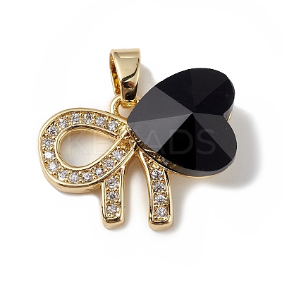 Real 18K Gold Plated Rack Plating Brass Micro Pave Clear Cubic Zirconia Pendants KK-C015-26G-06-1
