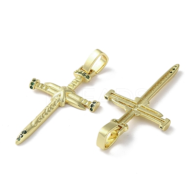 Rack Plating Brass Cubic Zirconia Pendants KK-M272-01G-1