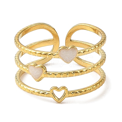304 Stainless Steel Enamel Open Cuff Rings for Women RJEW-F166-22G-01-1