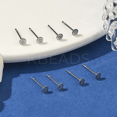 Non-Tarnish 316 Surgical Stainless Steel Flat Round Blank Peg Stud Earring Settings X-STAS-R073-06G-1