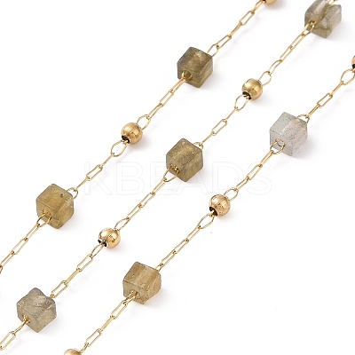 Natural Labradorite Square Beaded Chains AJEW-SZ0002-43E-1