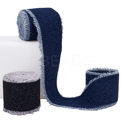 2 Rolls 2 Colors Polycotton Frayed Ribbon OCOR-CY0001-22B-1