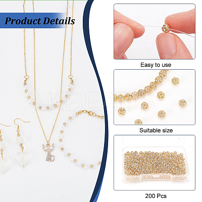200Pcs Hollow Brass Spacer Beads KK-PH0005-83-1