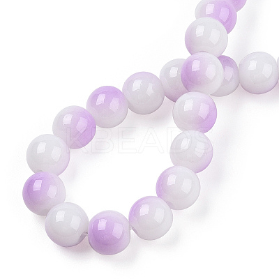 Two Tone Opaque Baking Paint Glass Beads Strands DGLA-Q027-8mm-02-1