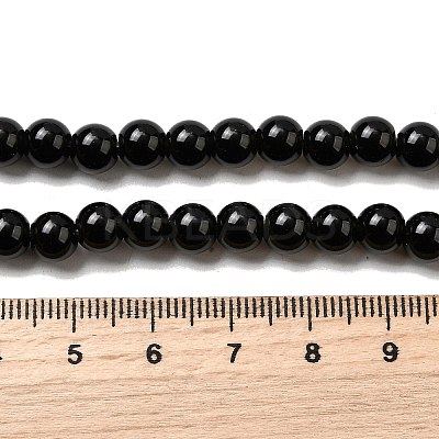 Natural Black Obsidian Beads Strands G-L632-A01-6mm-1
