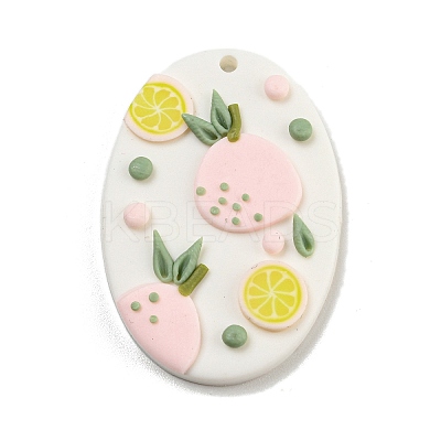 Geometrical Shape with Fruit Handmade Polymer Clay Pendants CLAY-E008-01B-1