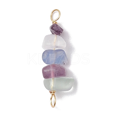 10Pcs 5 Styles Constellation Natural Strawberry Quartz & Amethyst & Obsidian & Fluorite & Rose Quartz Copper Wire Wrapped Chip Beaded Connector Charms PALLOY-JF02905-02-1
