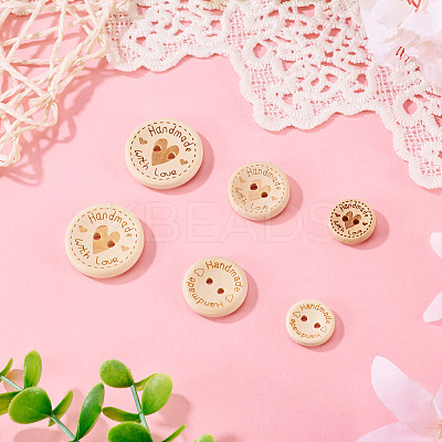 120Pcs 6 Styles Wooden Buttons BUTT-TA0001-33-1