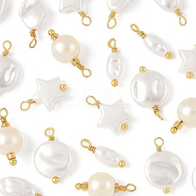 24Pcs 6 Styles ABS Plastic Imitation Pearl Pendants KK-FS0001-93-1
