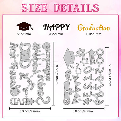 Graduation Theme Carbon Steel Cutting Dies Stencils DIY-WH0309-1762-1