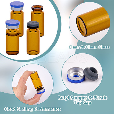 Glass Freeze-Dried Powder Bottle Vial with Cap AJEW-WH0596-021B-1
