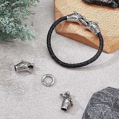 2 Sets Tibetan Style 304 Stainless Steel Spring Gate Rings STAS-UN0040-66-1