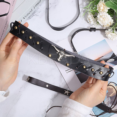 4Pcs 4 Styles Imitation Leather Straw Hat Belt FIND-CA0009-12-1