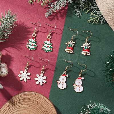 4 Pairs Alloy Enamel Dangle Earrings EJEW-JE06531-1