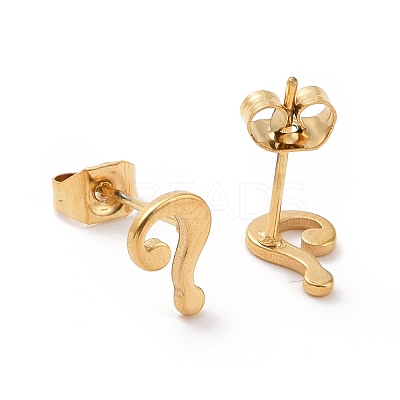 304 Stainless Steel Question Mark Stud Earrings for Women Men LS-EJEW-G318-06G-1