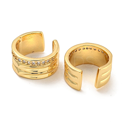 Brass Micro Pave Cubic Zirconia Cuff Earrings EJEW-C104-161G-1