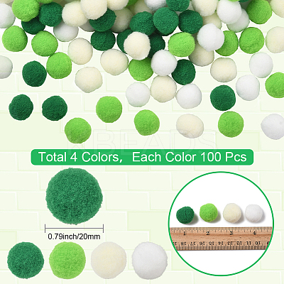 400Pcs 4 Colors Polyester Pom Pom Ball DIY-SC0031-36-1