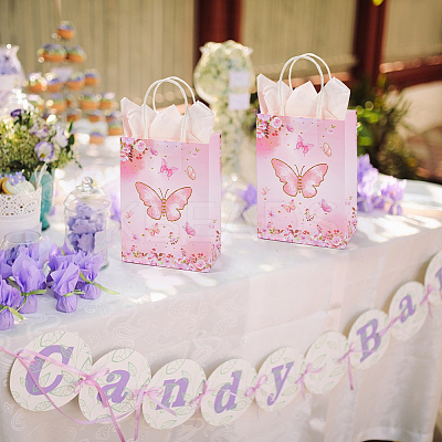 16Pcs 2 Colors Butterfly Print Paper Packaging Bags ABAG-BBC0001-29A-1