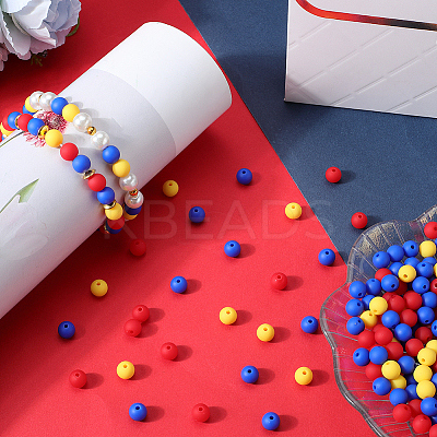 500Pcs Rubberized Style Imitated Silicone Acrylic Beads OACR-SP0001-33E-1