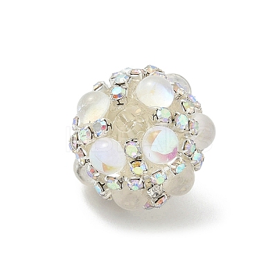 Sparkling Acrylic Encrusted Round Beads CLAY-NH0003-03S-02-1