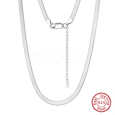 925 Sterling Silver Flat Snake Chain Necklaces for Women NJEW-H048-02P-1