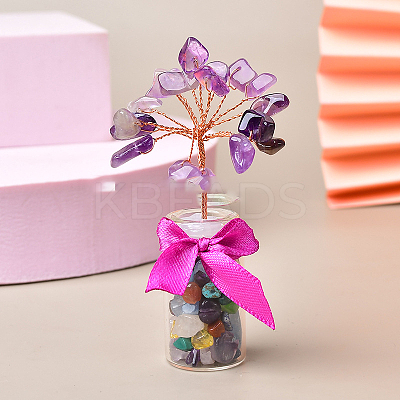 Natural Amethyst Chips Tree of Life Decorations DJEW-PW0013-19Q-1