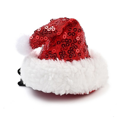 Sequins Christmas Hat Polyester Alligator Hair Clips for Women Girl AJEW-M012-03B-1