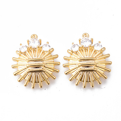 Brass Micro Pave Clear Cubic Zirconia Pendants KK-N232-167-NF-1