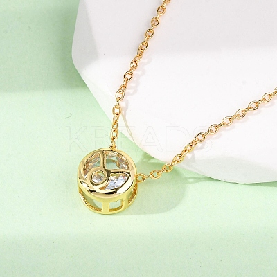 Brass Pave Cubic Zirconia Birth Stone Constellation Pendant Cable Chain Necklaces NJEW-D334-01G-03-1