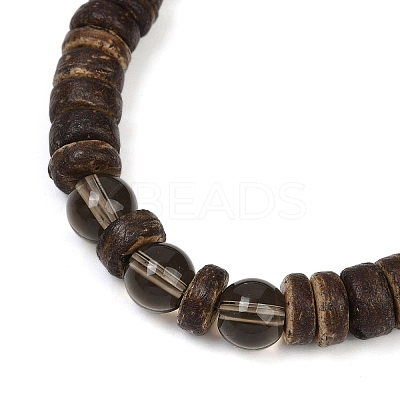 Natural Coconut Rondelle Beads Stretch Bracelets for Women BJEW-JB11635-01-1