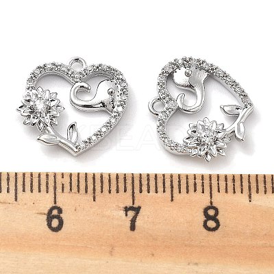 Brass Micro Pave Clear Cubic Zirconia Pendants KK-M102-34P-1