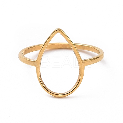 Ion Plating(IP) 201 Stainless Steel Teardrop Finger Ring LS-RJEW-J051-15G-1