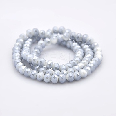 Full Rainbow Plated Faceted Rondelle Imitation Jade Glass Beads Strands GLAA-A024D-FR02-1