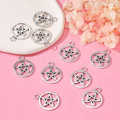 Tibetan Style Alloy Pentagram Pendants PALLOY-2739-AS-LF-1