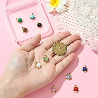 10Pcs 10 Styles Mixed Gemstone Half Round Charms G-CJ0001-81-1