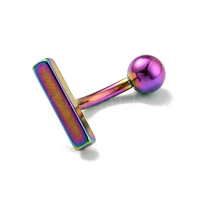 304 Stainless Steel T-Shaped Curved Barbell AJEW-G041-04M-1