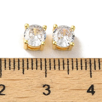 Brass with Single Clear Cubic Zirconia Beads KK-H461-09B-G-1