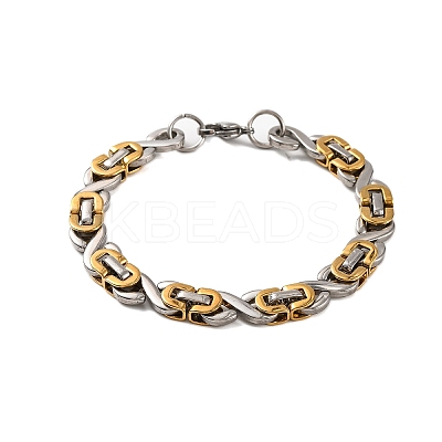 201 Stainless Steel Byzantine Chain Bracelets BJEW-B078-130GP-1
