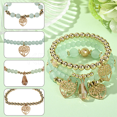 1 Set Acrylic & Glass Beaded Stretch Bracelet Sets BJEW-SP0001-11-1