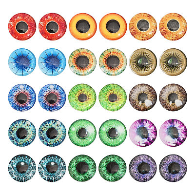 30Pcs 15 Colors Luminous Self Adhesive Glass Eyes Cabochons DIY-CA0006-27A-1