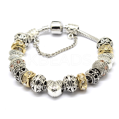 Alloy Rhinestone Bead European Bracelets BJEW-L602-05-1