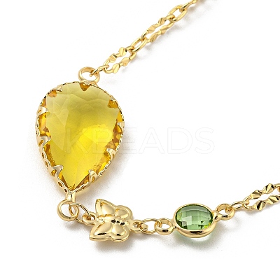 Faceted Heart & Teardrop & Square Glass Beads Bib Necklaces NJEW-R263-14G-1