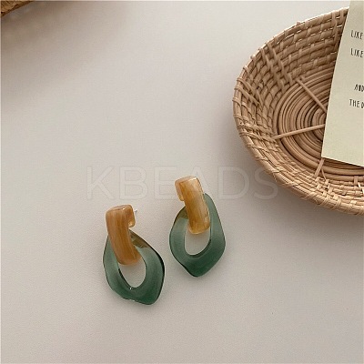 Oval Resin Dangle Stud Earrings FS-WGCF92D-02-1