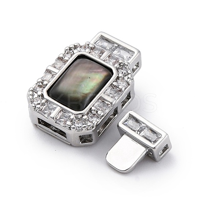 Rectangle Brass Micro Pave Clear Cubic Zirconia Box Clasps KK-G505-36P-01-1