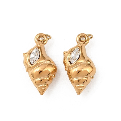 304 Stainless Steel with Clear Cubic Zirconia Pendants STAS-G364-05G-1